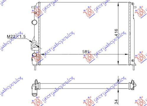 HLADNJAK MOTORA 1.4-1.6-1.8-2.20 MAN/AUTO ΜΕ Α/C (58.5x41) (VALEO CLASSIC)