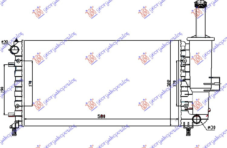 HLADNJAK MOTORA 1.2i 8/16V +/-A/C (58x31.7)