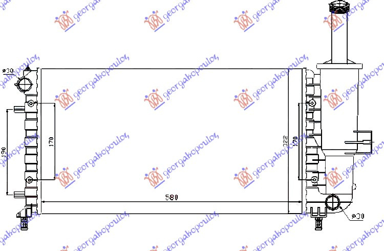 HLADNJAK MOTORA 1.2i 8/16V +/-A/C (58x31.7) (MAHLE BEHR)