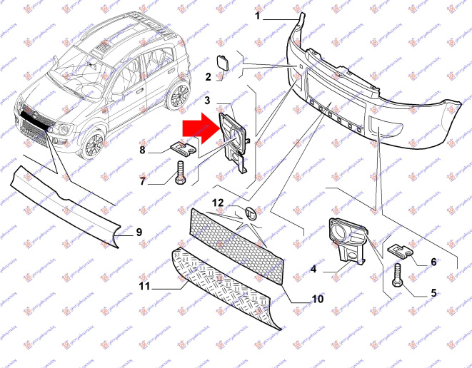 BOČNA REŠETKA PREDNJEG BRANIKA (S RUPOM ZA F.L.) 4X4 CROSS (O)