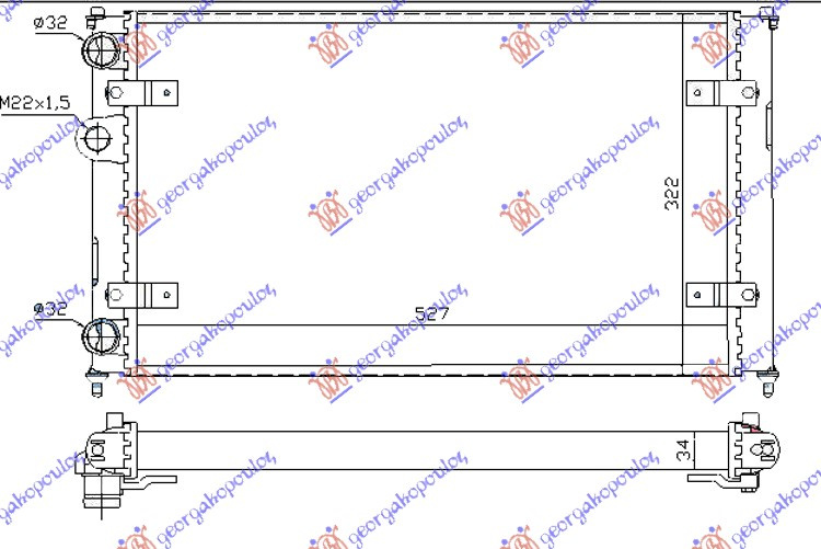 HLADNJAK MOTORA 1.4-1.6BZ-1.7-1.9SDi -AC (52x32) (VALEO CLASSIC)