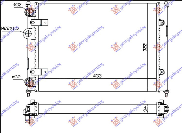 HLADNJAK MOTORA 1.0-1.3-1.4BZ-1.7-1.9SDi -AC (43x32)