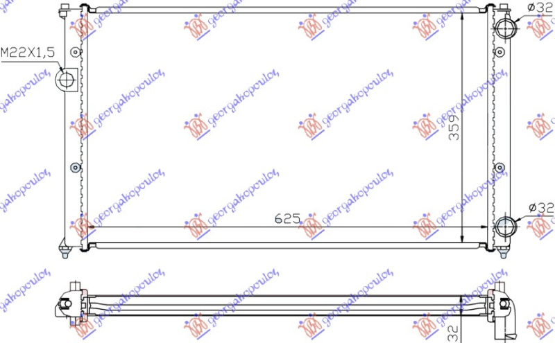 HLADNJAK MOTORA 1.6-1.8-2.0 BENZIN - 1.9 TD DIZEL RUČNI (630x380x34)