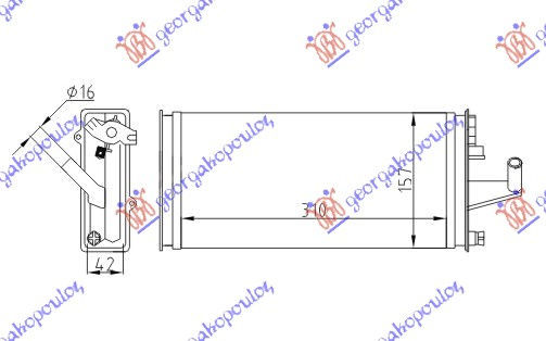 HLADNJAK KABINE (M) +/-AC (310x157) 89- VALEO TYPE (W/O WATER SWITCH)