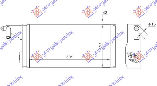 HLADNJAK KABINE (M) +/-AC (301x157) 89- MARELLI TYPE (W/O WATER SWITCH)