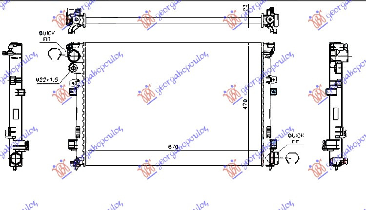 HLADNJAK MOTORA 1.9-2.0-2.1 D-TD (67x44.6) SA VENTILOM