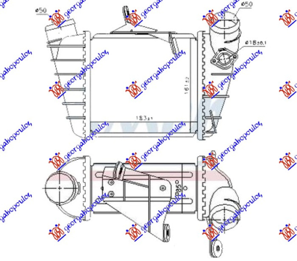 INTERCOOLER 1.9 Tdi DIESEL (183x161x85) (SA OTVOROM ZA SENZOR 18mm)