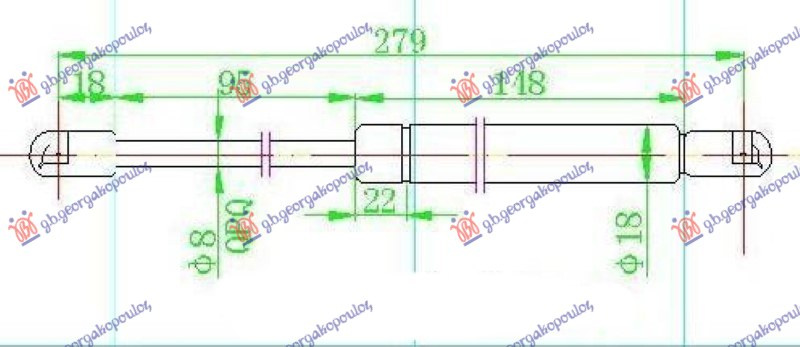 AMORTIZER GEPEK VRATA (279L-520N)