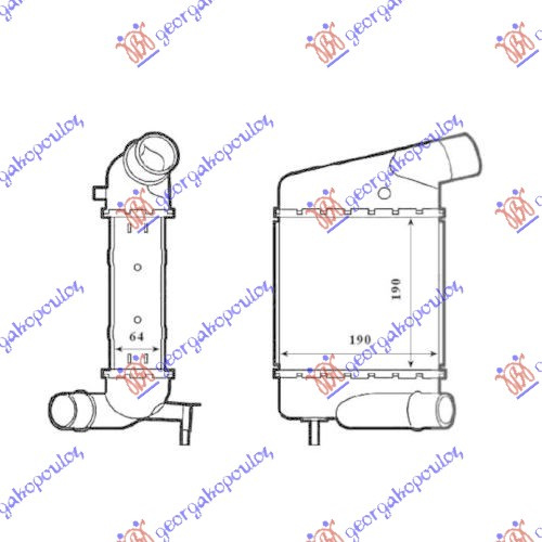 INTERCOOLER 1.2 TCE BENZIN - 1.5 DCi DIESEL (183x189x64) BRZA SPOJNICA/VIJAK