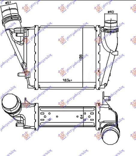 INTERCOOLER 1.5 DCi DIESEL (188x183x64) DVOSTRUKA BRZA SPOJNICA