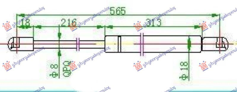 AMORTIZER GEPEK VRATA 5 VRATA (565L-360N)