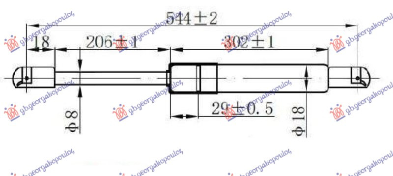 AMORTIZER GEPEK VRATA 3 VRATA (544L-320N)