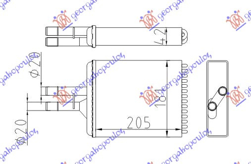 HLADNJAK KABINE (M) -ΑC (203x175) (PIPES SEPARATE)