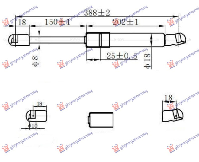 AMORTIZER GEPEK VRATA 3/5 VRATA (387L-350N)