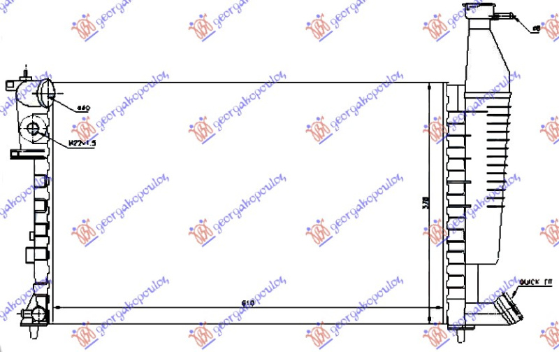 HLADNJAK MOTORA 1.4-1.6-1.8 +/-AC (61x37.7x23) (VALEO CLASSIC)