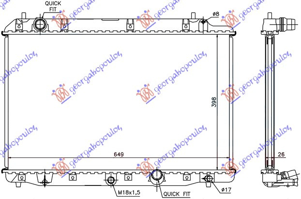 HLADNJAK MOTORA 2.2 CTDi (39.5x65x26) MEH.