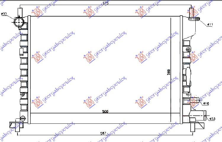 HLADNJAK MOTORA 1.2-1.3-1.4-1.6-1.7V+ A/C (52x37.8) (MAHLE BEHR)