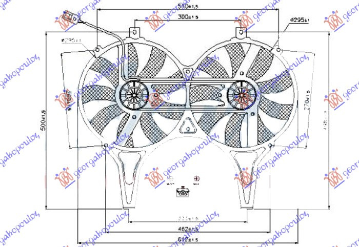 SET VENTILATORA KLIMA UREĐAJA BENZIN - DIZEL (DUPLI) (295/295mm) (2PIN)