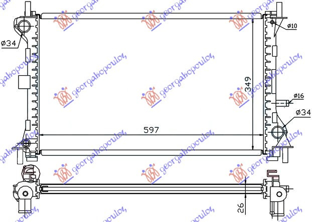 HLADNJAK MOTORA 2.0 i-16V-1.8 TDCi +/-A/C (60x3