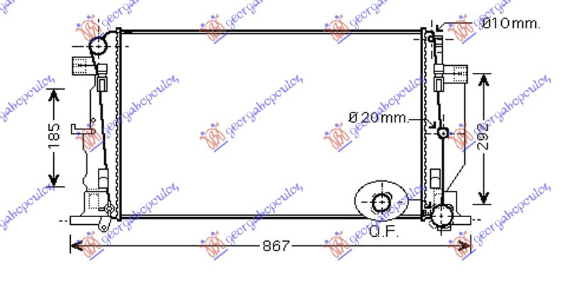 HLADNJAK MOTORA 2.2 CDi+AC (LEMLJENI) (68x41.5x3.4) MEHANIČKI (KOYO)