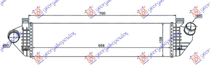 INTERCOOLER 1.6-2.0 D DIESEL (655x160x40) (Φ50)