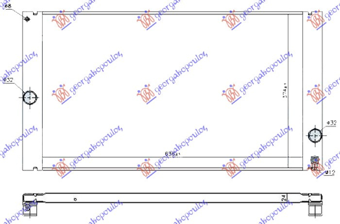 HLADNJAK MOTORA 2.4-2.5 BENZIN - 2.0 D DIZEL (635x375x22) SVE ALUMINIJ