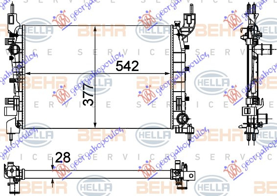 HLADNJAK MOTORA 1.4 i-8V +/-AC (54x37.5x28) (MAHLE BEHR)