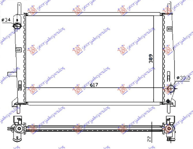 HLADNJAK MOTORA .1.6-1.8-2.0Icc 16V+/- A/C (62x39.5)