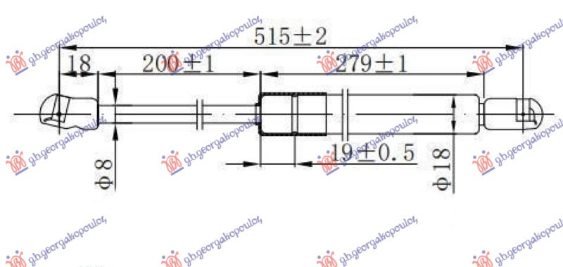 AMORTIZER GEPEK VRATA (515L-585N)