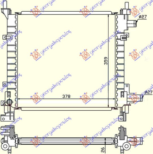 HLADNJAK ZA BENZINSKI MOTOR +AC (38x36) (MAHLE BEHR)