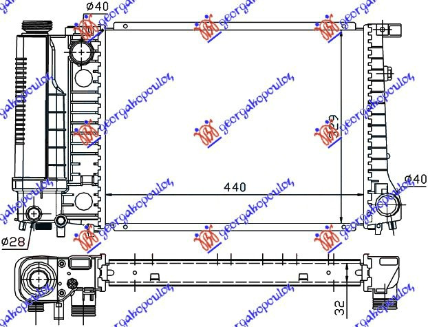 HLADNJAK MOTORA SVI MODELI BENZINSKI RUČNI -AC (440x330x32) (MAHLE BEHR PREMIUM LINE)