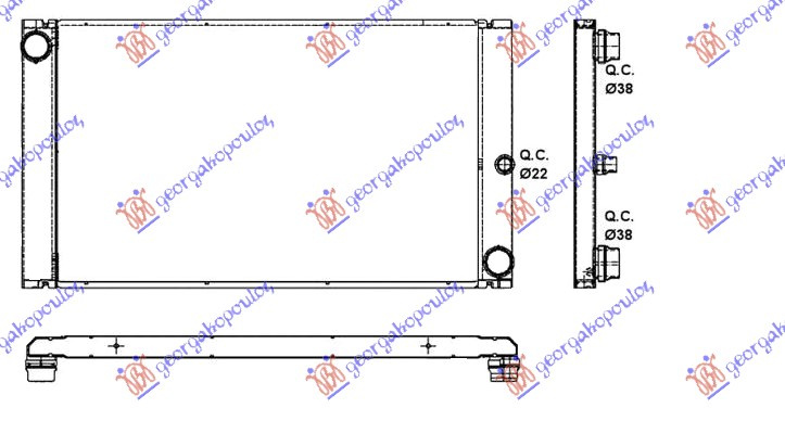 HLADNJAK MOTORA 3.0-4.4 DIESEL + A/C AUTO (59.3x36.6x3.2)