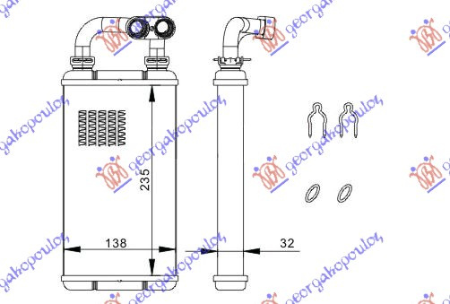 HLADNJAK KABINE (B) -AC (235x138) COMPACT (COMPLETE W/PIPES)