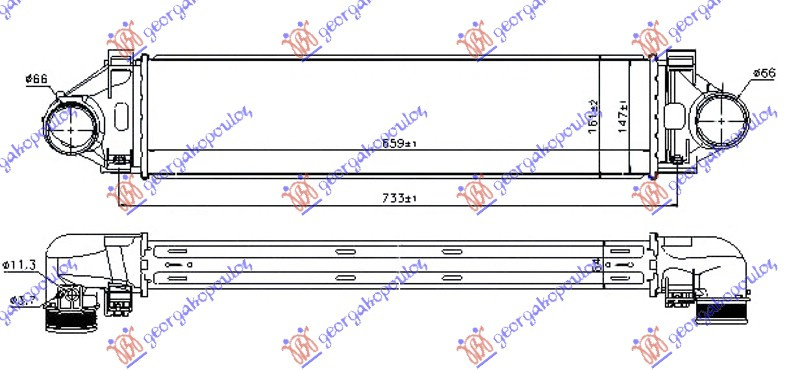 INTERCOOLER 2.0T/3.0T6 BENZIN - 2.0D/2.4D5 DIZEL (660x145x64)