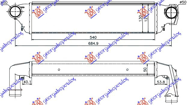 hladnjak intercoolera .20TD (54x129x50) (50/50)