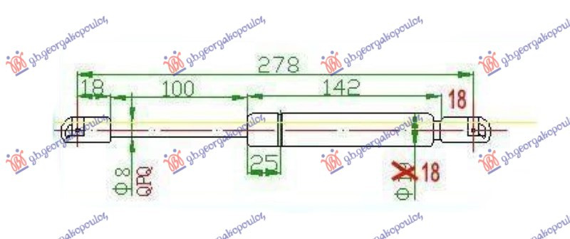 AMORTIZER GEPEK VRATA (278L-530N)