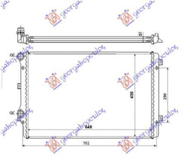 HLADNJAK MOTORA 1.8 FSi BENZIN (650x450x32) (LEMLJEN)