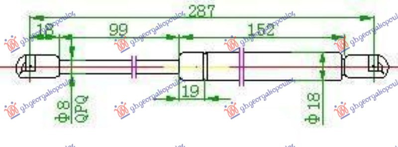 AMORTIZER GEPEK VRATA (287L-365N)