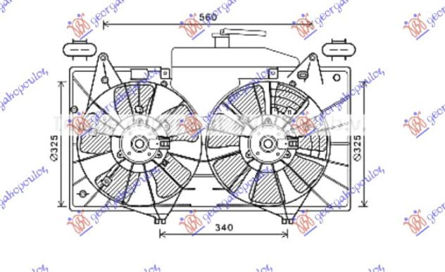 KOMPLET VENTILATORA (DUPLI) 2.0 BENZINSKI AUTOMATSKI (320/320mm) (4 + 4 PIN)