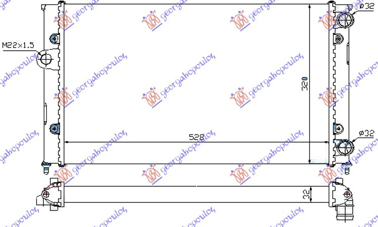 HLADNJAK MOTORA 1.8i8V (52.5x32) (VALEO CLASSIC)