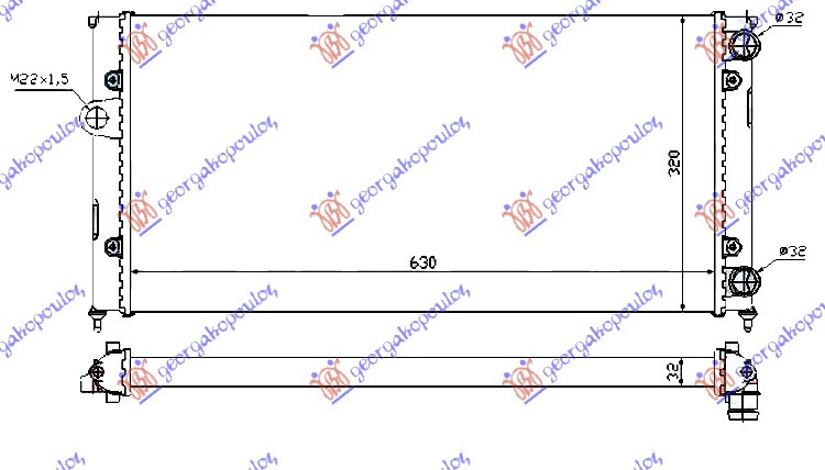 HLADNJAK MOTORA 1.6-1.8-2.0i8V-1.9TDi (63x3 (VALEO CLASSIC)