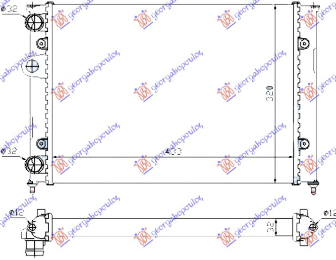 HLADNJAK MOTORA 1.4-1.6 (43x32) (MAHLE BEHR)