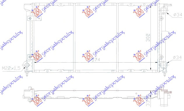 HLADNJAK MOTORA 1.5/1.6/1.8 BENZIN / 1.6 DIZEL (57x32x34)