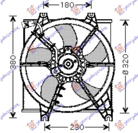 VENTILATOR KOMPLET (BENZIN) (330mm) (2 PIN)