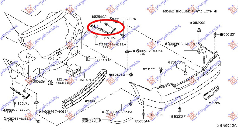 NOSAC ZADNJEG BRANIKA BOCNI PLASTICNI (SEDAN)