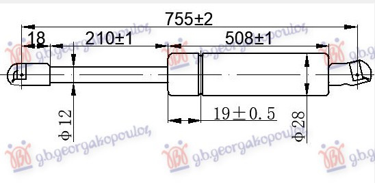 AMORTIZER GEPEK VRATA (MULTIVAN) (755L-1130N)