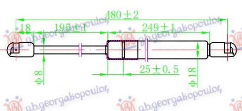 AMORTIZER GEPEK VRATA (480L-335N)