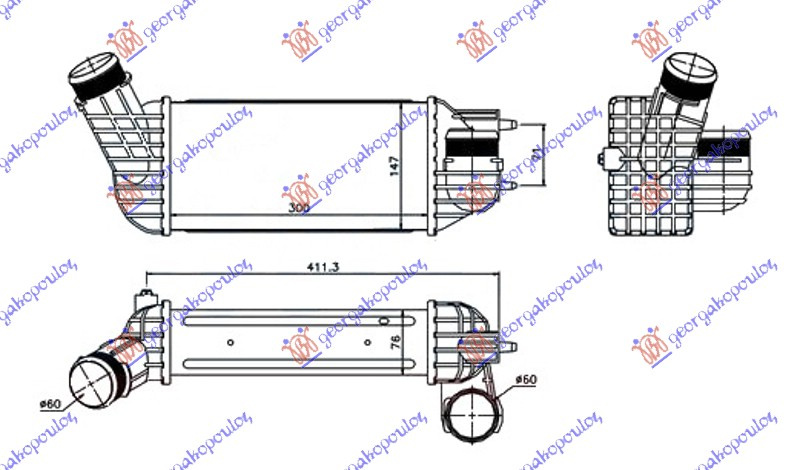 INTERCOOLER 2.0 HDI DIESEL (300x147x76) PROMJER 60/60