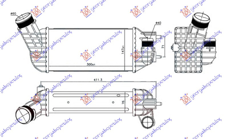 INTERCOOLER 2.0 HDI DIESEL (300x147x76) PROMJER 60/40