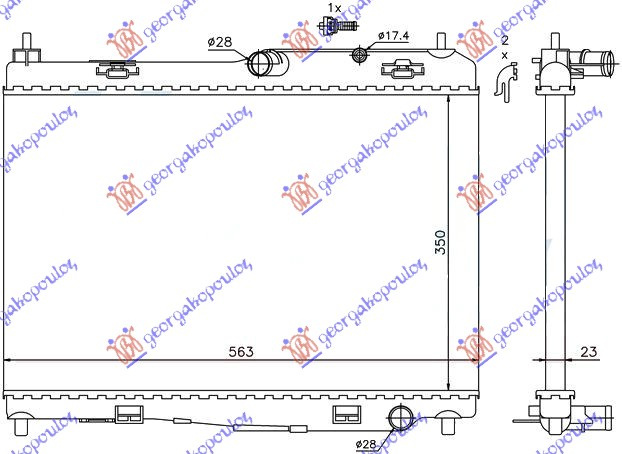 HLADNJAK MOTORA 1.25-1.4-1.6 BENZIN RUČNI +/- A/C (56x35.5)